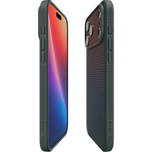 Spigen Apple iPhone 17 Pro ile Uyumlu ince Kılıf Liquid Air Hava Kanalı Teknolojisi™ Askeri Sınıf Koruma Abyss Green Dokulu Yüzey Kapak - ACS09944
