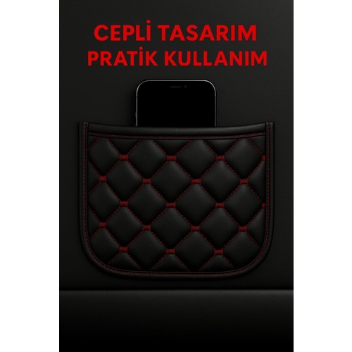 Kia Pro Ceed Gt 2013 ve Sonrası Uyumlu Suni Deri Oto Koltuk Minderi Silinebilir Leke Tutmaz Kapitone 2'li Siyah Kırmızı — alternatif görsel