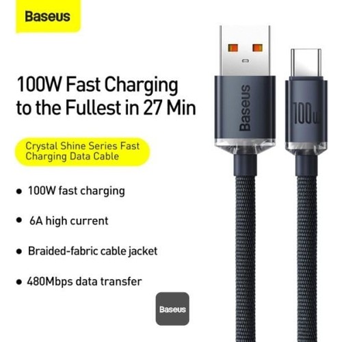 Baseus Crystal Shine 100W USB To Type-C Hızlı Şarj Kablo 1.2 mt CAJY000401