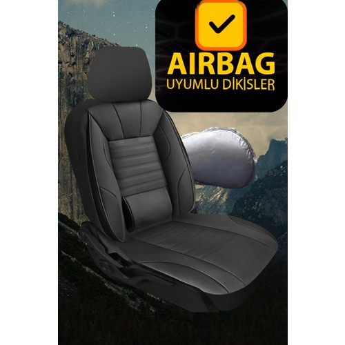 Mini R50 (Ilk Bmw Üretimi 3 Kapı) 2001–2006 Sarp Serisi Oto Koltuk Kılıfı 5’li Set – Airbag & Kolçak Uyumlu, 3 Katman, Deri+Lakost Siyah — alternatif görsel