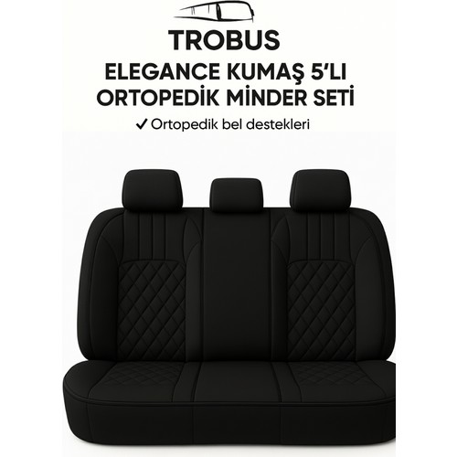 Citroen C4 Cactus 2014 ve Sonrası Trobus Elegance Ortopedik Araç Koltuk Minderi 5'li Set, Hava Yastığı Uyumlu Siyah — alternatif görsel