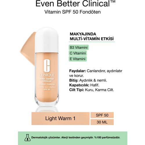 Clinique Even Better Clinical Vitamin Makeup SPF 50 Fondöten Light Warm 1 30 ml