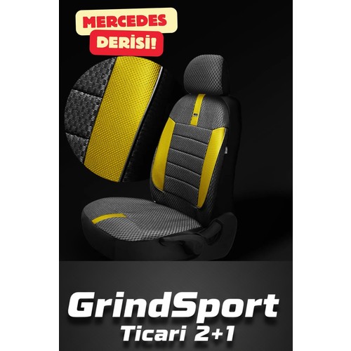 Seat Cordoba 2 2002-2008 – Ticari Araç 2+1 Uyumlu Vira GrindSport Koltuk Kılıfı – Siyah Sarı, Kolay Montaj — alternatif görsel