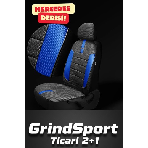 Seat Leon 2013-2020 Hatchback – Ticari Araç 2+1 Uyumlu Vira GrindSport Koltuk Kılıfı – Siyah Mavi, Kolay Montaj — alternatif görsel