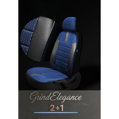 Toyota Auris 2007-2012 Hatchback – Ticari Araç 2+1 Uyumlu Vira GrindSport Koltuk Kılıfı – Mavi Siyah, Kolay Montaj — alternatif görsel