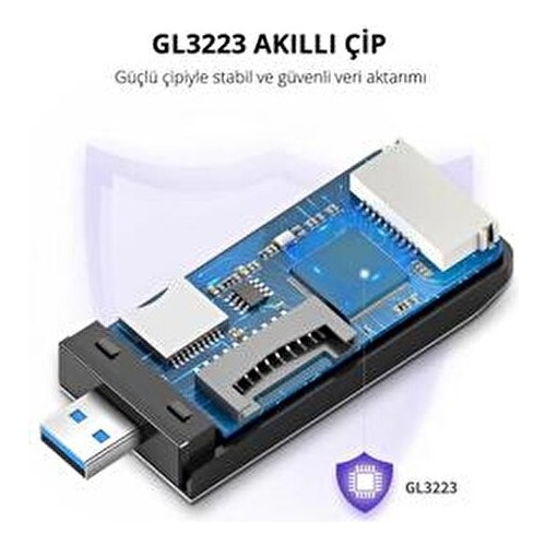 Ugreen USB 3.0 Kart Okuyucu 5 Gbps Hızında SD Micro SD Memory Stick CF Kart Desteği Gümüş