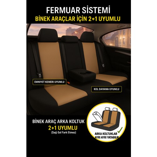 Ssangyong Vi·vuli· 2019 ve Sonrası Uyumlu - Tay Tüyü Orta + Lacost Kenar, 8 mm Süngerli Oto Koltuk Kılıfı (2 cm Yan Destek) — alternatif görsel