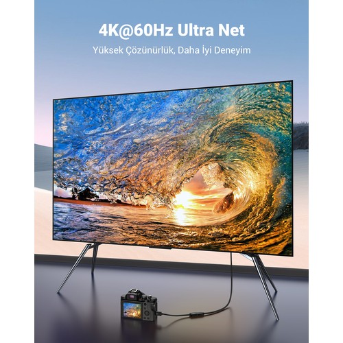 UGREEN Mini HDMI Erkek - HDMI Dişi Adaptör Kablo 22 cm, Siyah, 20137