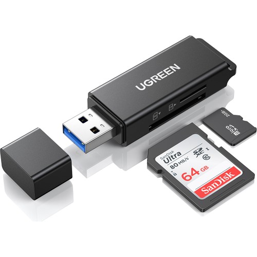 UGREEN USB 3.0 SD ve Micro SD Kart Okuyucu, Siyah, 40752