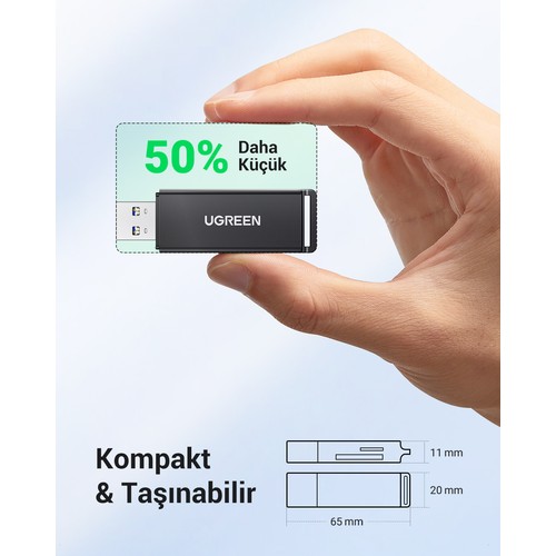UGREEN USB 3.0 SD ve Micro SD Kart Okuyucu, Siyah, 40752