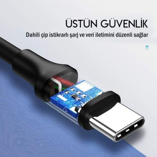 UGREEN USB-C 60W 3A QC PD Hızlı Şarj Kablosu, 1 m, Siyah, 50997