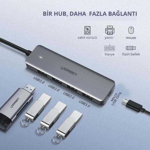 UGREEN 4 Portlu USB 3.0 Hub USB Çoklayıcı Adaptör, 50985