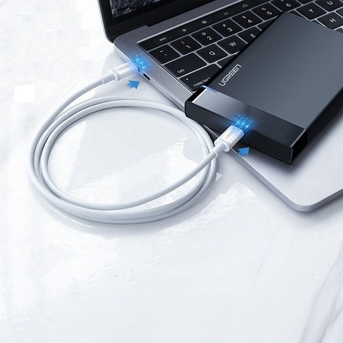 UGREEN USB-C 60W 3A QC PD Hızlı Şarj Kablosu, 1 m, Beyaz, 60518