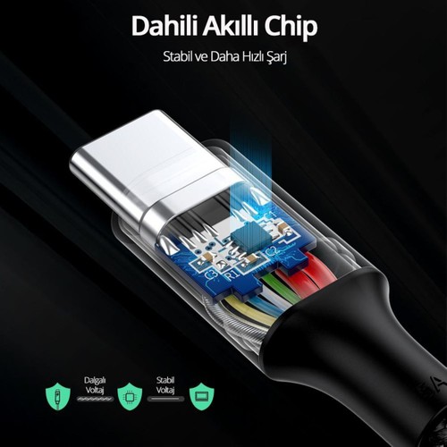 UGREEN USB-C 100W 5A QC PD Örgülü Hızlı Şarj Kablosu, 2 m, Siyah, 70429