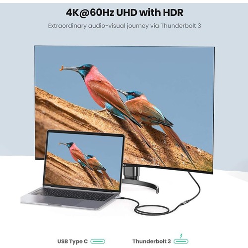 UGREEN USB-C Erkek - USB-C Dişi Gen-2 Örgülü Uzatma Kablosu 1 m, Uzay Grisi, 30205