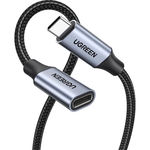 UGREEN USB-C Erkek - USB-C Dişi Gen-2 Örgülü Uzatma Kablosu 1 m, Uzay Grisi, 30205