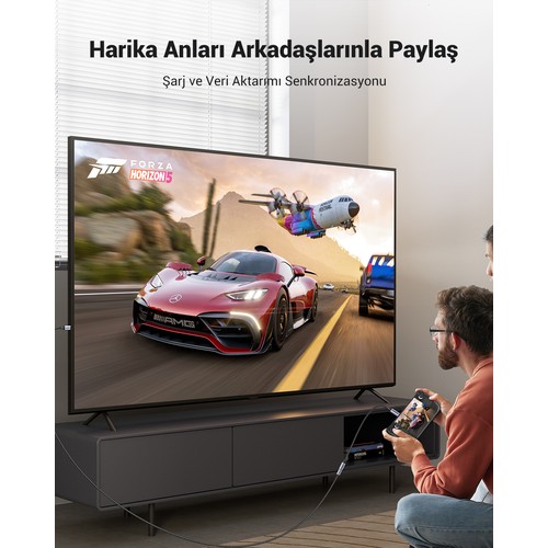 UGREEN USB-C Erkek - USB-C Dişi Gen-2 Örgülü Uzatma Kablosu 1 m, Uzay Grisi, 30205