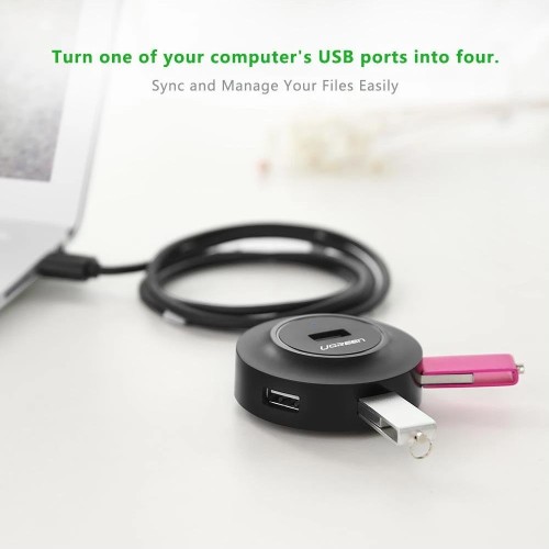 UGREEN 4 Portlu USB 2.0 Hub Çoklayıcı, Siyah, 20277