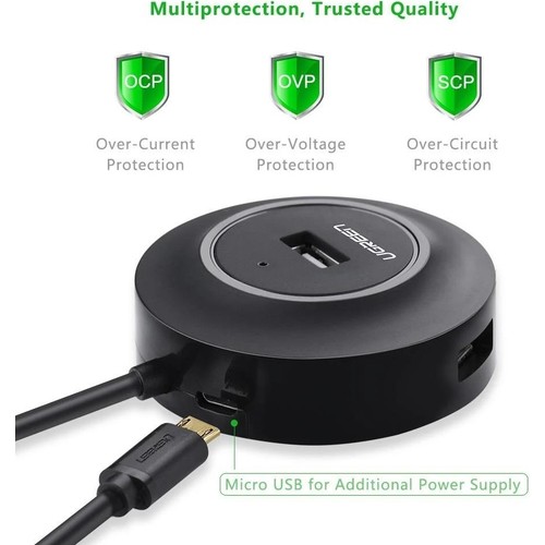 UGREEN 4 Portlu USB 2.0 Hub Çoklayıcı, Siyah, 20277