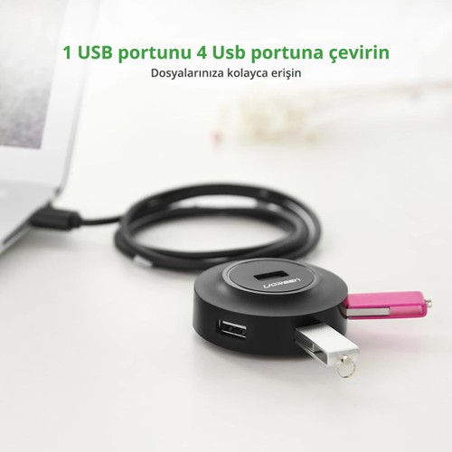 UGREEN 4 Portlu USB 2.0 Hub Çoklayıcı, Siyah, 20277