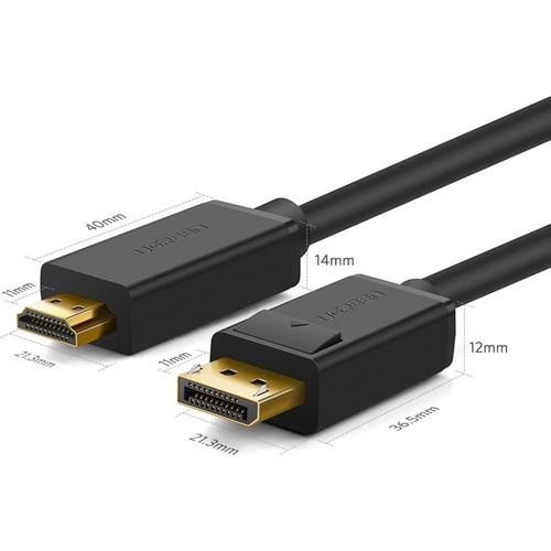 UGREEN 4K Displayport to HDMI Dönüştürücü Kablo 1.5 Metre, Siyah, 10239