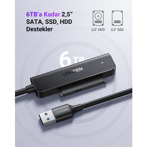 UGREEN USB-A 3.0 to 2.5-Inch SATA Dönüştürücü Adaptör, 70609