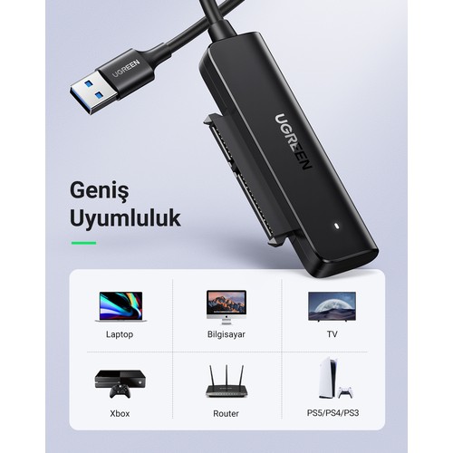 UGREEN USB-A 3.0 to 2.5-Inch SATA Dönüştürücü Adaptör, 70609