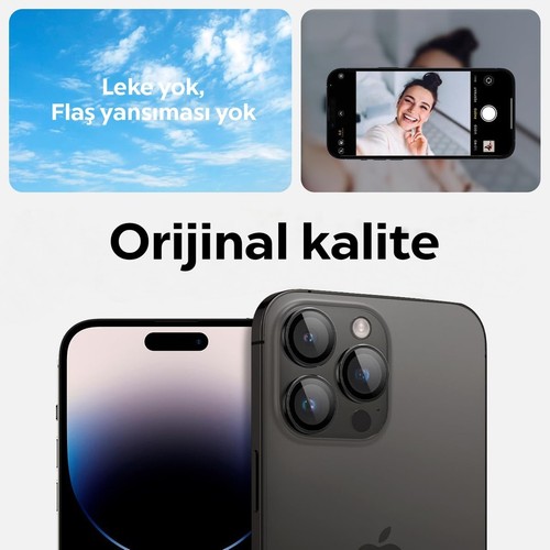 Spigen Apple iPhone 17 Pro Max / 17 Pro / 16 Pro Max / 16 Pro / 15 Pro Max / 15 Pro / 14 Pro Max ile Uyumlu Kamera Lens Camı Koruyucu Kolay Kurulum GLAS.tR EZ Fit Optik Pro 2 Adet Black - AGL05205