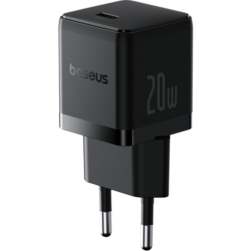 Baseus Palm 20W Hızlı Şarj Adaptörü USB-C Siyah Kompakt Tasarım ile Seyahat İçin Uygun
