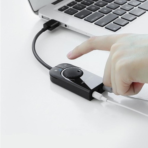 Ugreen USB Harici Stereo Ses Kartı 15cm Siyah Yüksek Ses Kalitesi ve Profesyonel Kullanım İçin