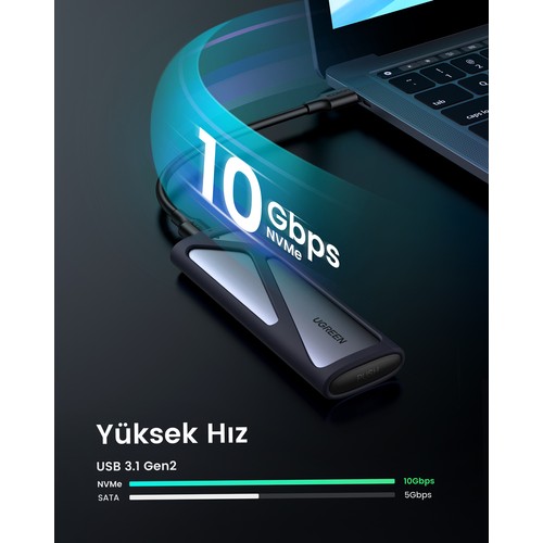 Ugreen M.2 Nvme SSD Type-C 3.1 Gen2 Pcıe M-Key M+B Key Disk Kutusu