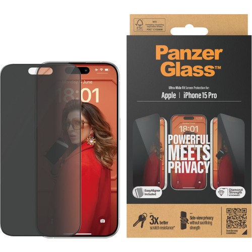 PanzerGlass iPhone 15 Pro UWF Privacy wA, Ekran Koruyucu