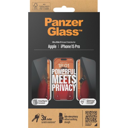 PanzerGlass iPhone 15 Pro UWF Privacy wA, Ekran Koruyucu