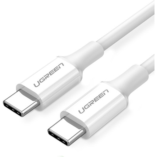 UGREEN USB-C 60W 3A QC PD Hızlı Şarj Kablosu, 1 m, Beyaz, 60518