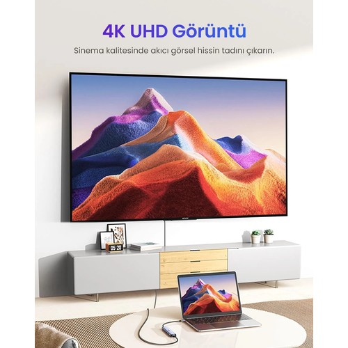 Ugreen Revedok 5'i 1 Arada Type-C Giriş, 3xUSB-A, 1xUSB-C PD 100W, 4K/30Hz HDMI, USB HUB, Dock Station, Docking Station, USB Çoklayıcı, Dönüştürücü, 15495