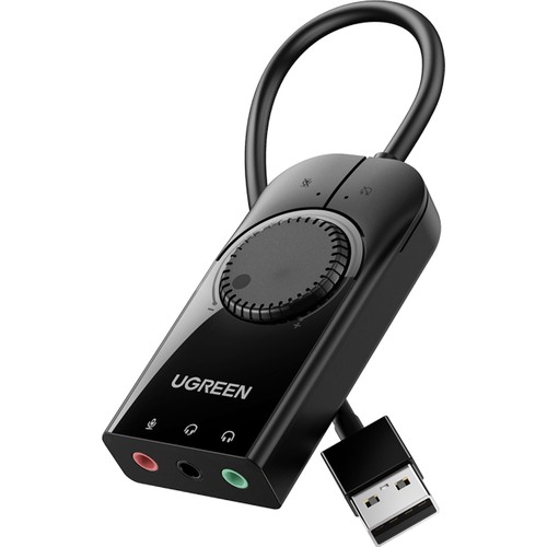 Ugreen USB Harici Stereo Ses Kartı 15cm Siyah Yüksek Ses Kalitesi ve Profesyonel Kullanım İçin