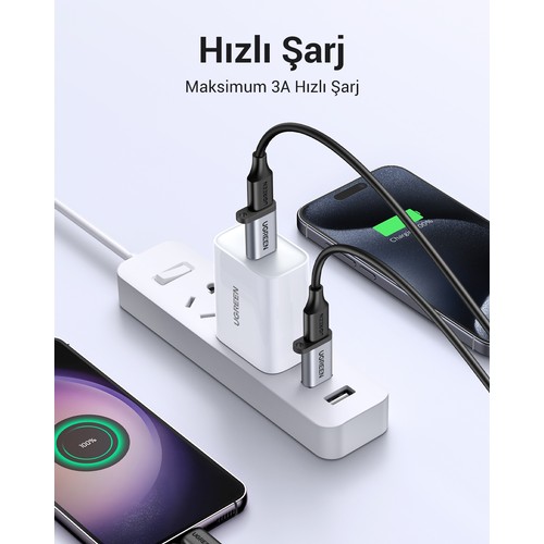 UGREEN USB-A 3.0 Male to USB-C Female 5 Gbps Dönüştürücü Adaptör, 50533