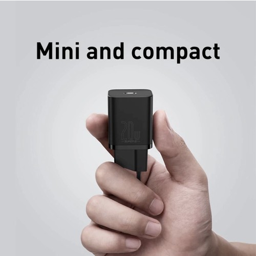 Baseus Super Si 20W Type-C Şarj Adaptörü – Siyah Hızlı Şarj ve Power Delivery Uyumlu