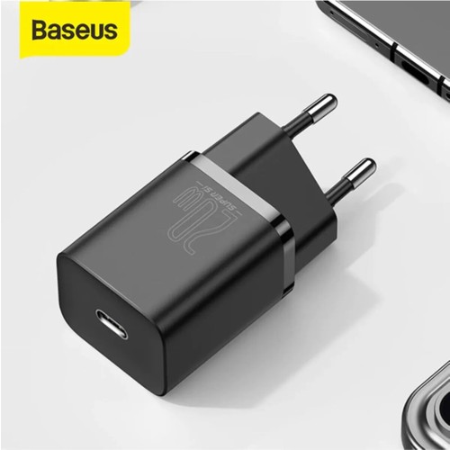 Baseus Super Si 20W Type-C Şarj Adaptörü – Siyah Hızlı Şarj ve Power Delivery Uyumlu