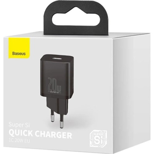 Baseus Super Si 20W Type-C Şarj Adaptörü – Siyah Hızlı Şarj ve Power Delivery Uyumlu