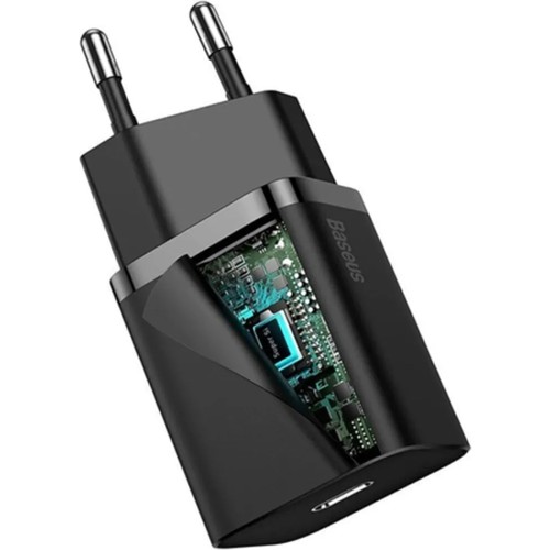 Baseus Super Si 20W Type-C Şarj Adaptörü – Siyah Hızlı Şarj ve Power Delivery Uyumlu