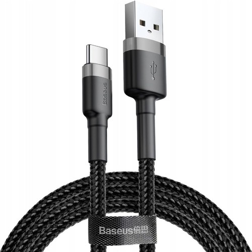 Baseus CATKLF-CG1 Cafule Type-C 2 mt Kablo Gri/Siyah Samsung Uyumlu Yüksek Veri Transfer Hızı