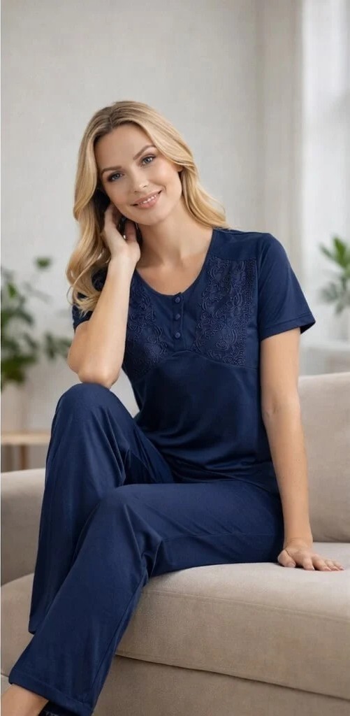 Flz Kadın Dantel Detaylı Pijama Takımı, Rahat Ev Giyim Takımı | Flz 88-135 görsel 5