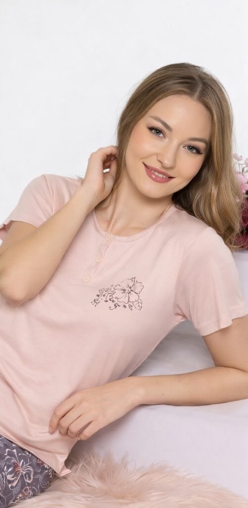 Flz Kadın Desenli Pijama Takımı, Rahat ve Şık Ev Giyim Takımı | Flz 88-115 görsel 4