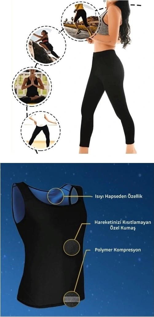 TKÇ Termal Sauna Tayt + Atlet Takım ( L ) Neotex Terletme Takımı görsel 2