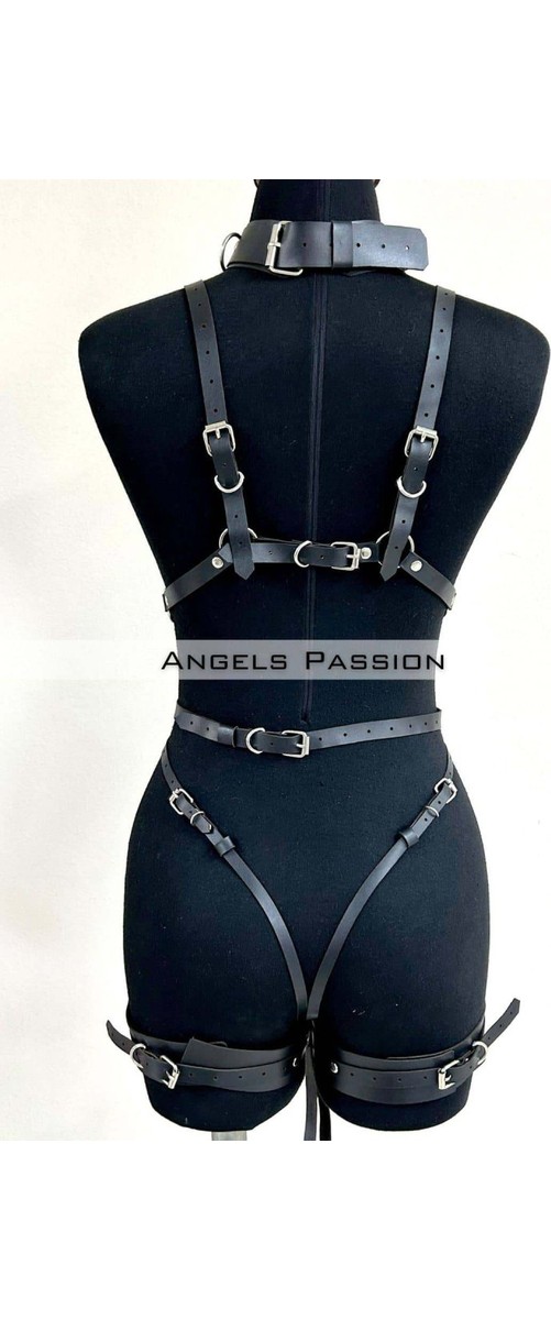 Aesco Tasma ve Zincir Detaylı Şık Deri Harness, Deri Fantezi Giyim- BRF1225 görsel 5