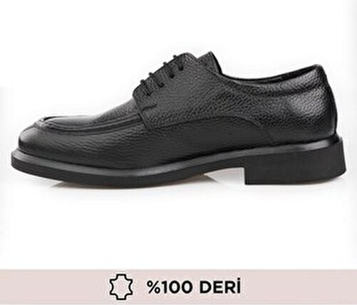 Depderi %100 Hakiki Deri, Tam Ortopedik ve Anatomik Erkek Ayakkabı, Poli Tabanlı Siyah görsel 6