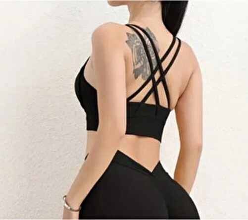 Lacis Kare Yaka Biye Detaylı Sırt Kısmı ile Çapraz Askılı Siyah Body XL Kadın Örme Kumaş görsel 2