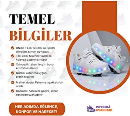 Rocky Tekerlekli Paten Beyaz Cırtlı Ayakkabı görsel 4