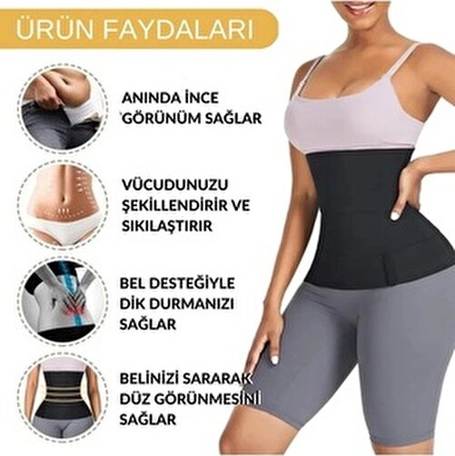 Miresa Sıkılaştırıcı Inceltici Bele Dolamalı Kum Saati Görüntüsü Veren Göbek Korsesi görsel 5